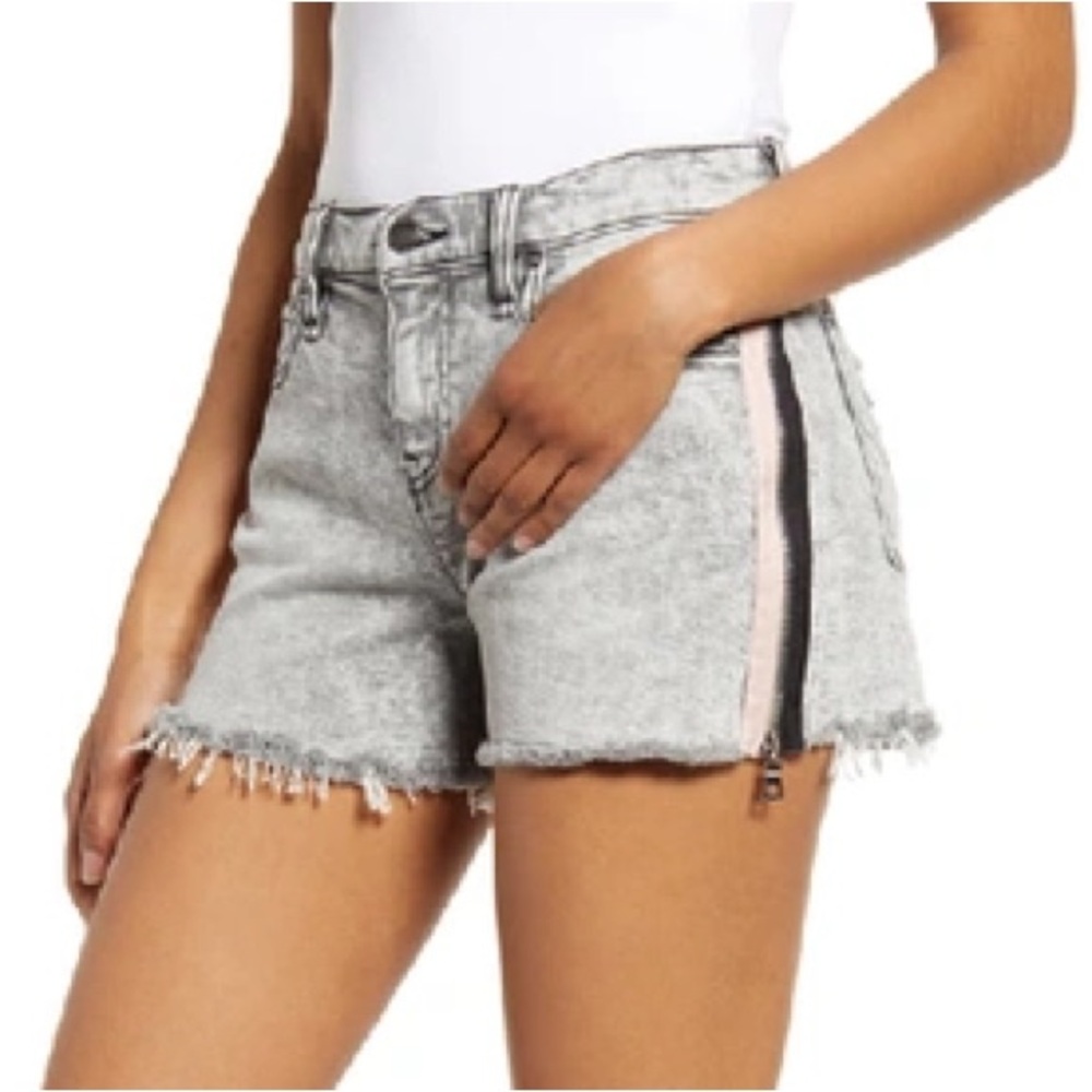 Hudson Gemma Zip Side Stripe Cutoff Denim Shorts In Bail Out 3” Inseam Womens 32